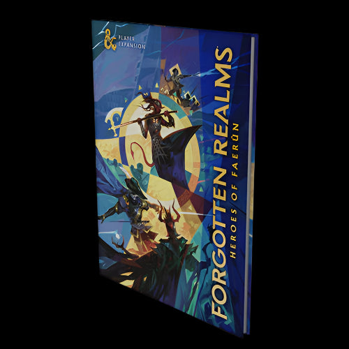Book titled 'Forgotten Realms: Heroes of Faerun' on a white background