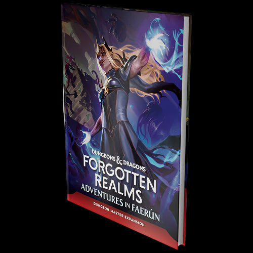 Book titled 'Forgotten Realms: Adventures in Faerèn' with a fantasy character on the cover.