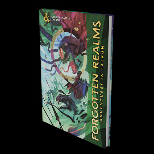 Book titled 'Forgotten Realms: Adventures in Faeréon' with colorful cover design on a white background