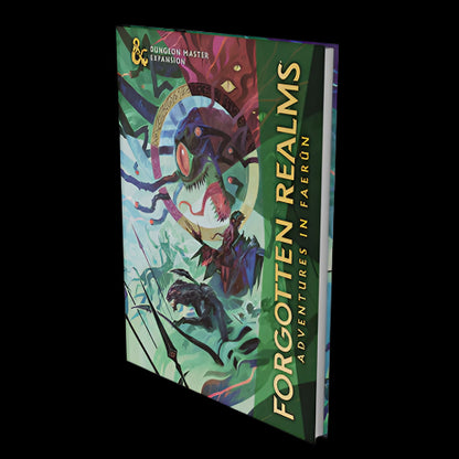 Book titled 'Forgotten Realms: Adventures in Faeréon' with colorful cover design on a white background