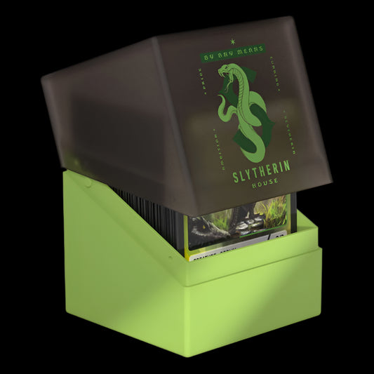 Green and brown box with Slytherin house emblem on a white background